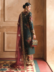 Humjoli Embroidered Dark Green Luxury lawn 3 Piece Unstitched