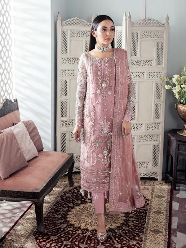 Gulaal Wedding Collection Embroidered Net Dress Hand Work 3 Piece Unstitched