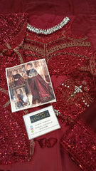 Maria B Luxury Hand Work Embroidered Sof Net Saree Unstitched / Stitched