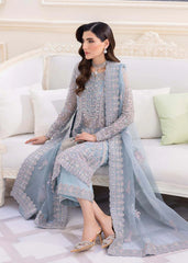 Kanwal Malik Sky Blue Soft Net Wedding Collection 3 Piece Unstitched / Stitched