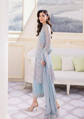 Kanwal Malik Sky Blue Soft Net Wedding Collection 3 Piece Unstitched / Stitched