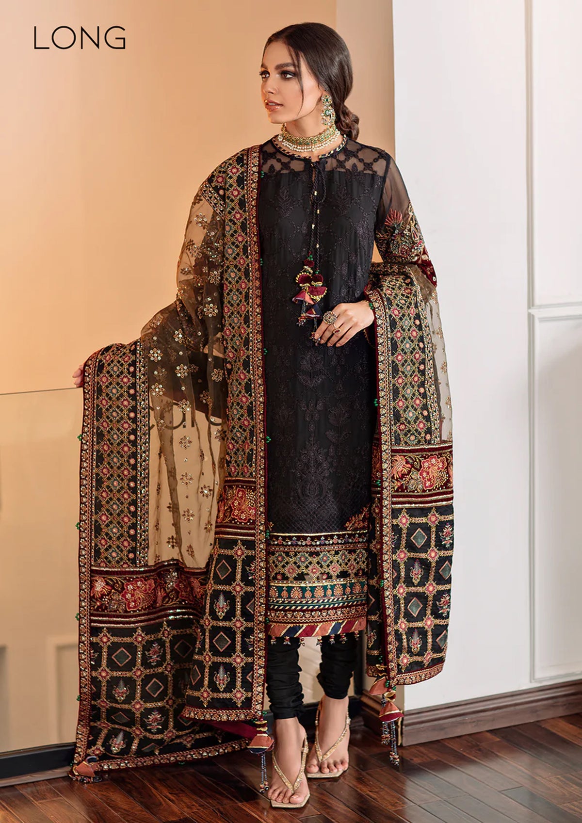 Baroque Luxury Chiffon Embroidered Dress 3 Piece Unstitched