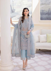 Kanwal Malik Sky Blue Soft Net Wedding Collection 3 Piece Unstitched / Stitched