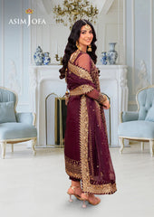 Asim Jofa Embroidered Luxury Chiffon Zinc 3 Piece Unstitched