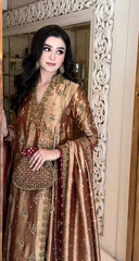 Haris Shakeel Rose Gold Embroidered Mysoori Collection 3 Piece Unstitched / Stitched