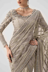 Maria B Zarafshan Luxury Saree 3pc Unstitched/Stitched