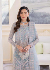 Kanwal Malik Sky Blue Soft Net Wedding Collection 3 Piece Unstitched / Stitched