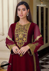Asim Jofa Heavy Embroidered Spangle Work Chiffon 3 Piece Unstitched / Stitched