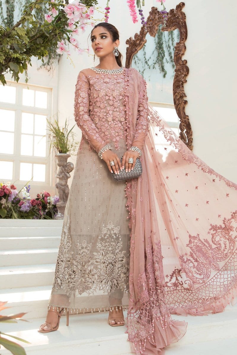 Maria B Luxury Chiffon Wedding Edition Collection Embroidered 3 Piece Unstitched