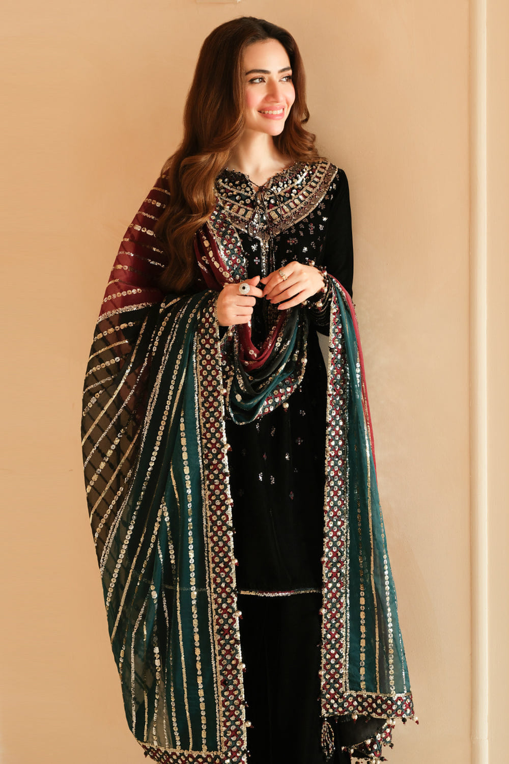 Velvet Jazmin Pakistani Dresses Jazmin Black Luxury 9000 Micro Velvet Dress Embroidered Piece Velvet Jazmin Pakistani Dresses Jazmin Black Luxury 9000 Micro Velvet Dress Embroidered Piece