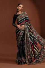 Maria B Hand Work Embroidery Luxury Silk Saree Unstitched