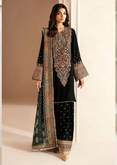 Jazmin Luxury Velvet Dress Embroidered 3 Piece Unstitched - Makhmal Royal Velvet Collection