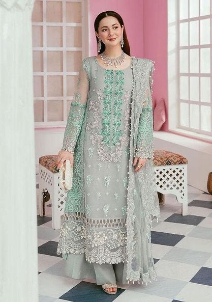 Elaf Green Hand Work Organza Embroidered 3 Piece Unstitched