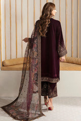 Jazmin Maroon Luxury Velvet Dress Embroidered 3 Piece Unstitched