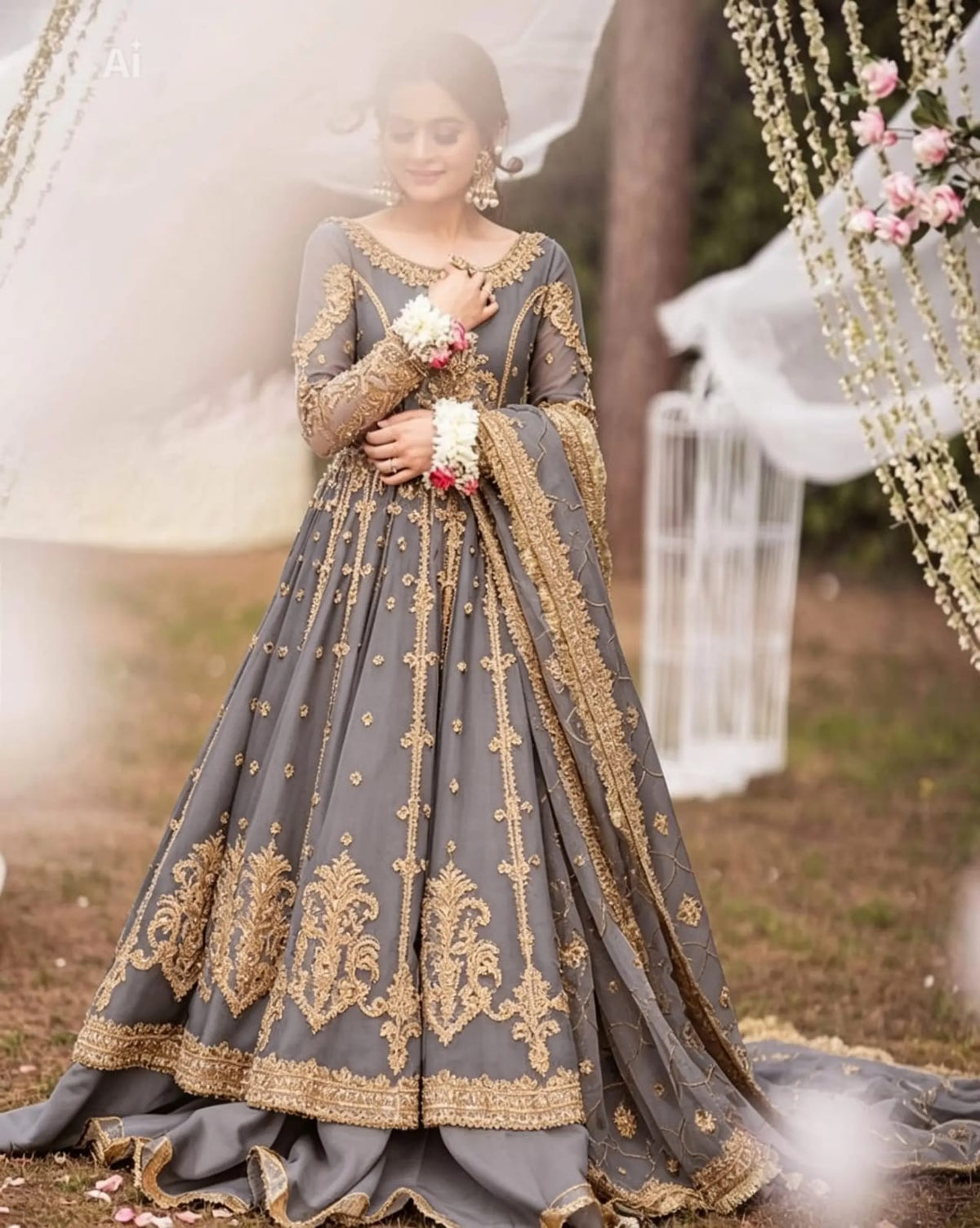 Maha Wajahat Purple Bridal Collection Net 3 Piece Unstitched / Stitched