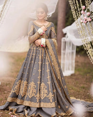 Maha Wajahat Purple Bridal Collection Net 3 Piece Unstitched / Stitched