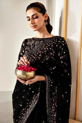 Jazmin Wedding Net Black Saree Collection Embroidery Unstiched