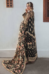 Mohsin Naveed Ranjha Black Full Embroidered & Hand work Organza Dress 3 Piece Unstitched