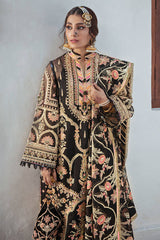 Mohsin Naveed Ranjha Black Full Embroidered & Hand work Organza Dress 3 Piece Unstitched