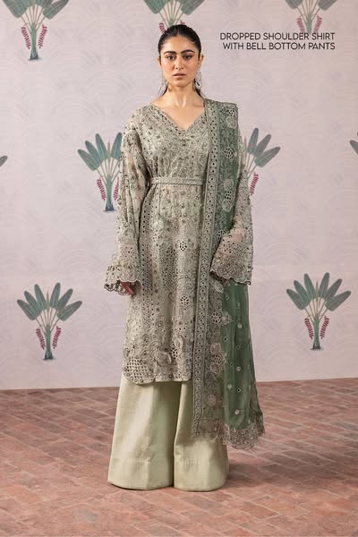 Iznik Green Formal Collection Hand Work Embroidered 3 Piece Unstitched