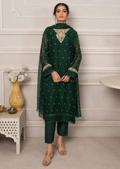 Laam Green Luxury Embroidered Chiffon 3 Piece Unstitched