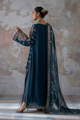 Emaan Adeel Blue Luxury Velvet Dress Embroidered 3 Piece Unstitched