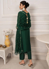 Laam Green Luxury Embroidered Chiffon 3 Piece Unstitched