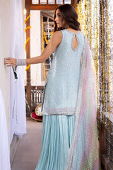 Maria B Luxury Sky Blue Chiffon Embroidery 3 Piece Unstitched