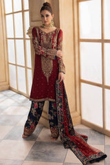 Charizma Maroon Formal Chiffon Collection Embroidered 3 piece Unstitched