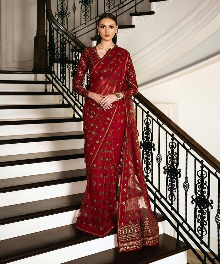 Sapphire Luxury Net Embroidered Saree Unstitched