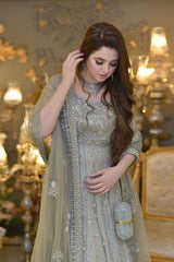 Sara Atif Grey Net Wedding Collection 3 Piece Unstitched/ Stitched