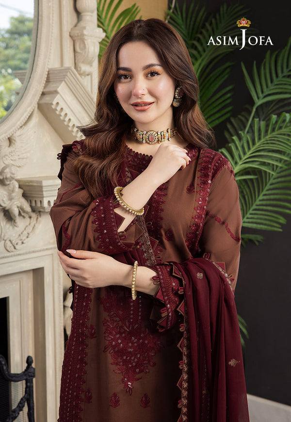 Asim Jofa Luxury Chiffon Embroidered 3 piece Unstitched