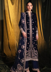 Qalamkar Blue 9000 Micro Velvet Formal Collection 3 Piece Unstitched