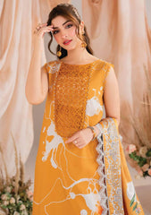 Asifa Nabeel Mustard Luxury Lawn Embroidered 3 Piece Unstitched