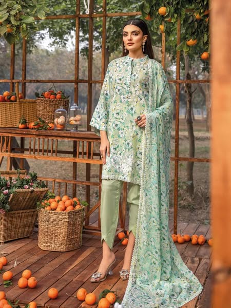 Gul Ahmed Printed Embroidered Lawn 3 Piece Unstitched