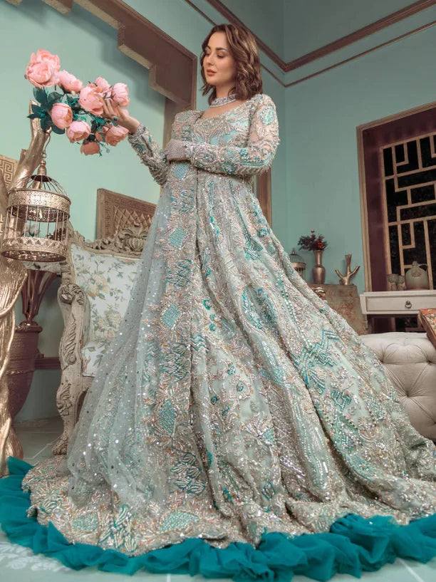 Hania Amir Wedding Collection Maxi Embroidered Soft Net 3 Piece Unstitched