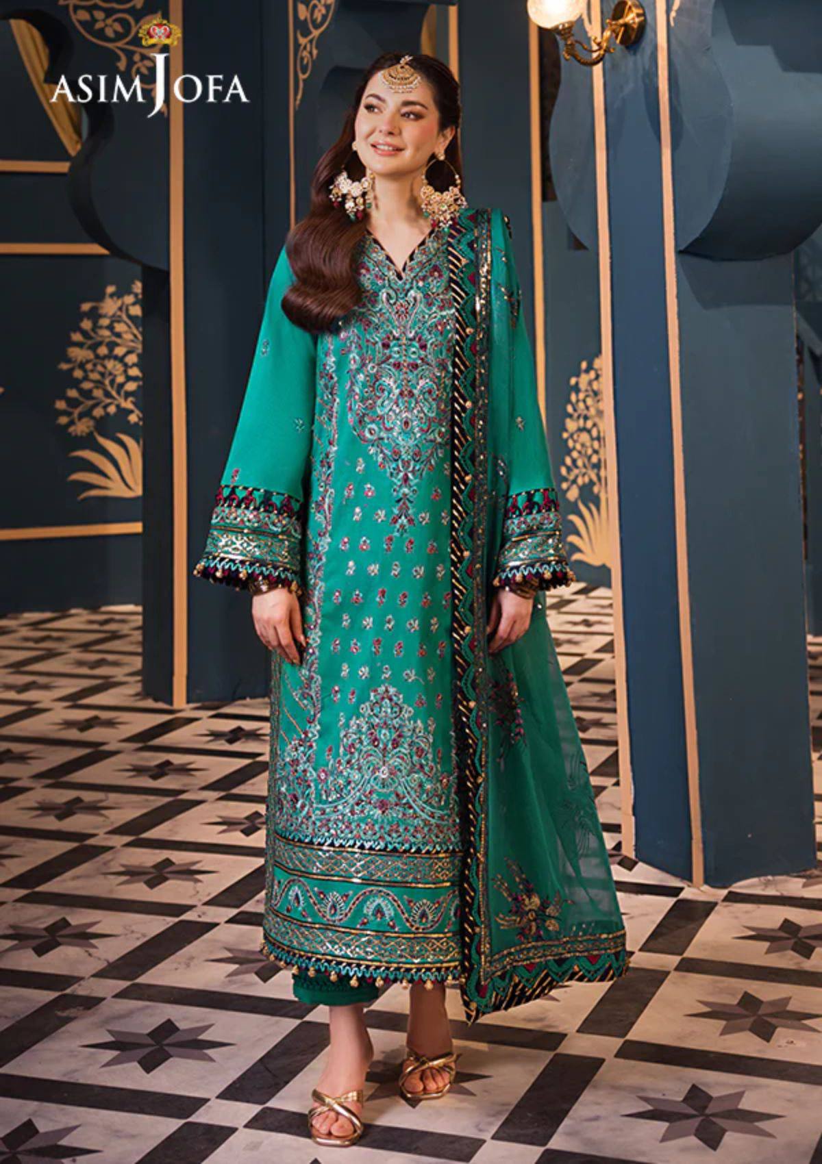 Asim Jofa Embroidered Luxury Chiffon 3 Piece Unstitched