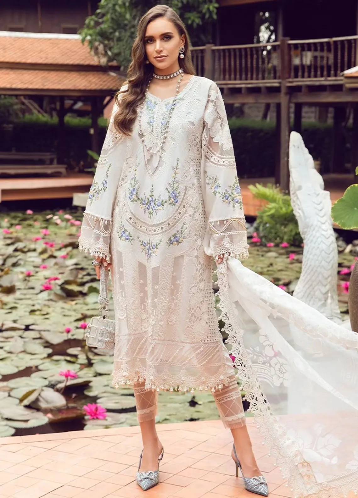 Maria B Lawn Chikan Kari Collection 3 Piece Unstitched