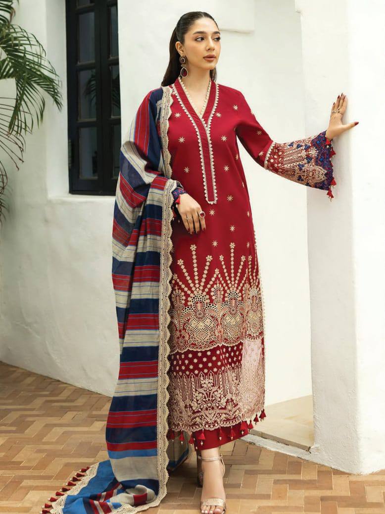 Zainab Chottani Luxury Lawn Chikan Kari Embroidered 3 Piece Unstitched