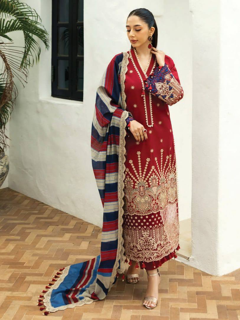 Zainab Chottani Luxury Lawn Chikan Kari Embroidered 3 Piece Unstitched