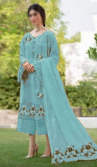 Zarqash Lawn Embroidery Chikan Kari 3 piece Unstitched