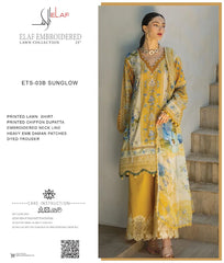 Elaf New Arrival Luxury Lawn Embroidery 3 Piece Unstitched