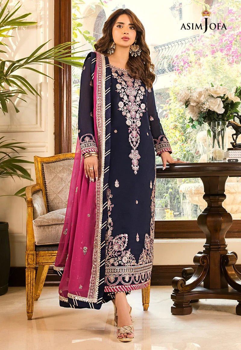 Asim Jofa Embroidered Luxury Chiffon 3 Piece Unstitched