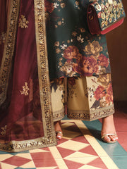 Humjoli Embroidered Dark Green Luxury lawn 3 Piece Unstitched