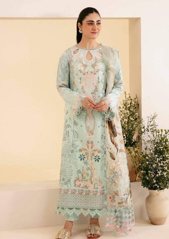 Qalamkar Luxury Lawn Emb Chikan Kari Collection 3 Piece Unstitched