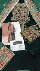 Jazmin Luxury Velvet Dress Embroidered 3 Piece Unstitched - Makhmal Royal Velvet Collection