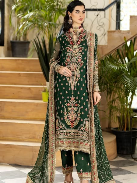 Jhalak By Imrozia Premium Embroidered Chiffon 3Piece Unstitched