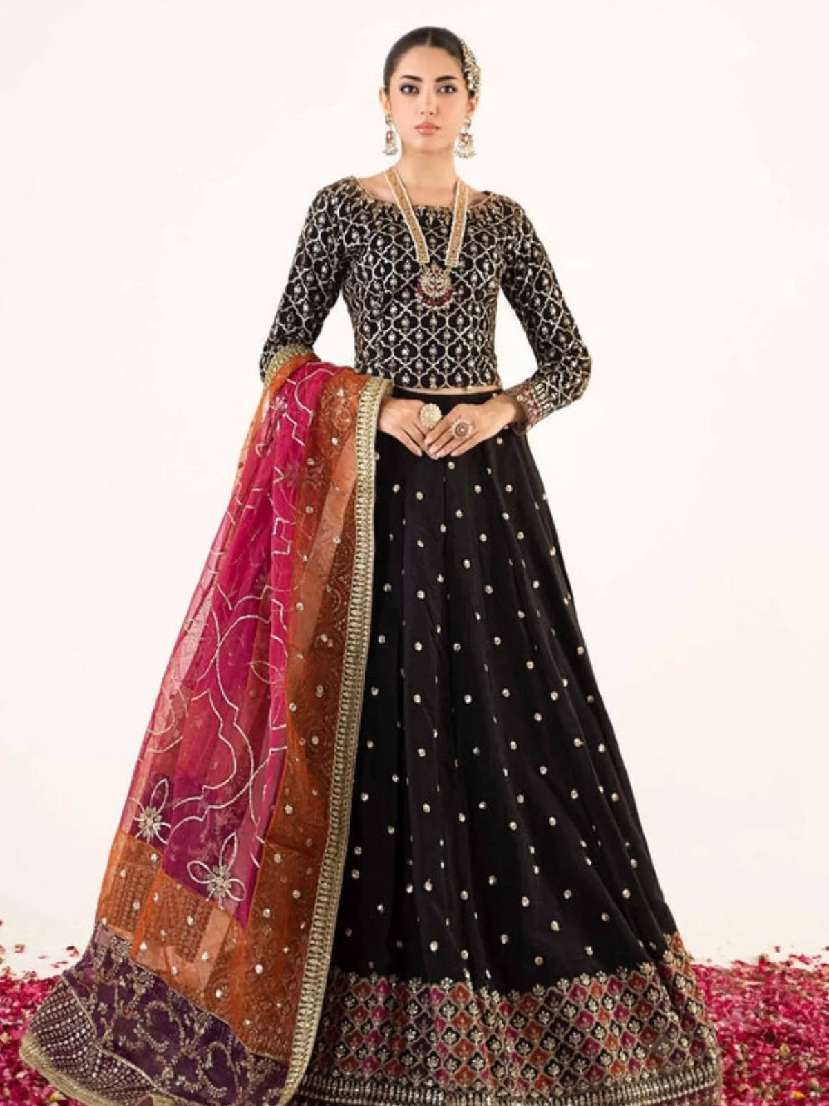 Mariaa B Chiffon Embroidery Maxi Bridal Collection 3Piece Unstitched