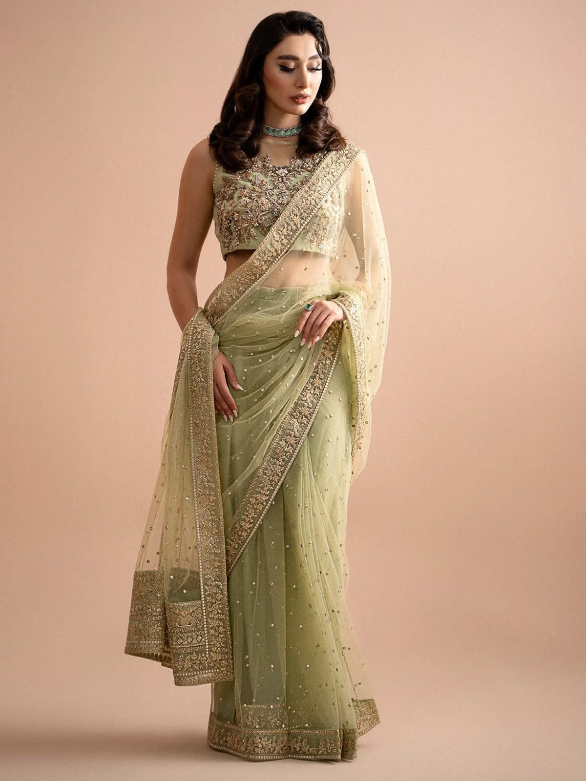 Maria B Luxury Net Hand Work Embroidered Saree Unstitched