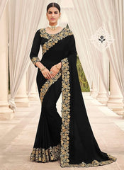 Indian Luxury Chiffon Saree Embroidered Unstitched